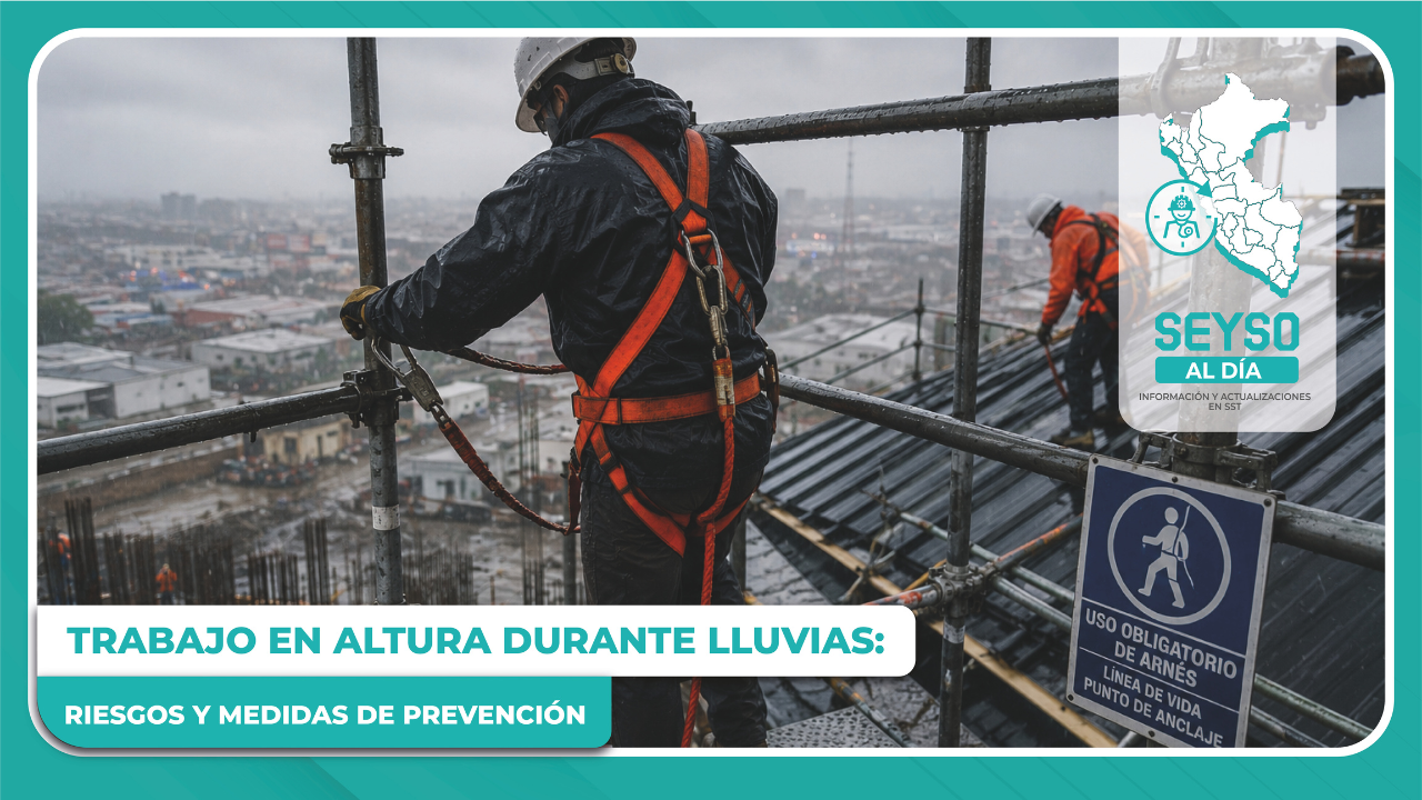 Trabajo en altura durante lluvias, riesgos y medidas de prevención
